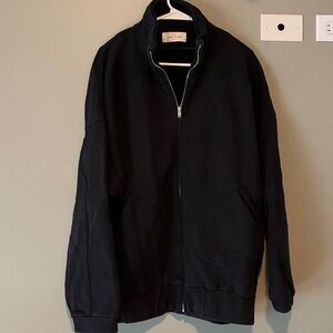 Les Tien 100% Cotton Zip Up Oversized Jacket Black S
